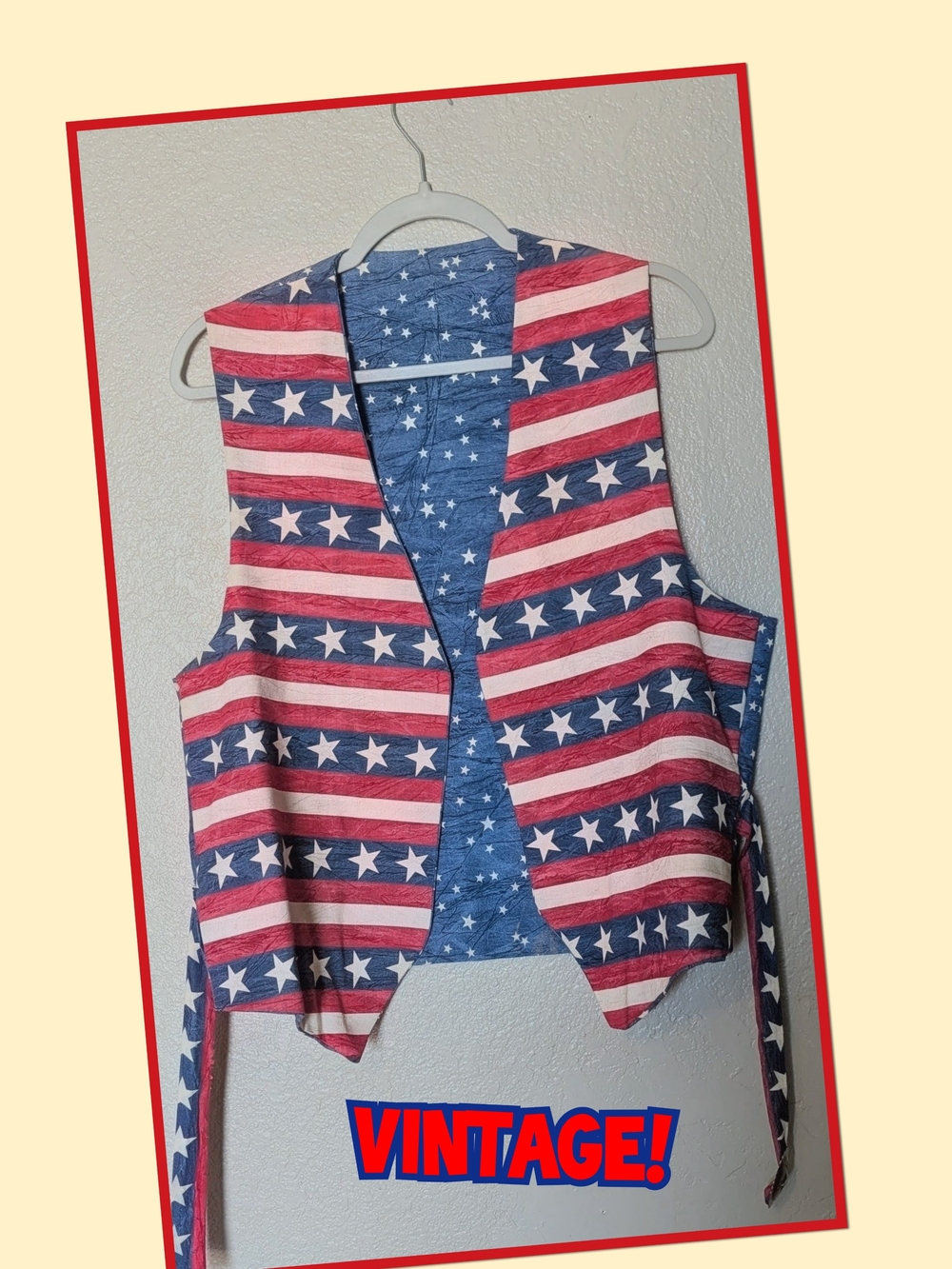Vintage American Flag Vest Red White Blue Stars Stripes Americana Patriotic USA - Picture 2 of 4